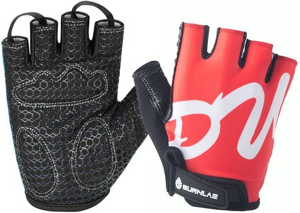 BURNLAB Flex Gym Gloves Pro (Red & White Medium) Gym & Fitness Gloves