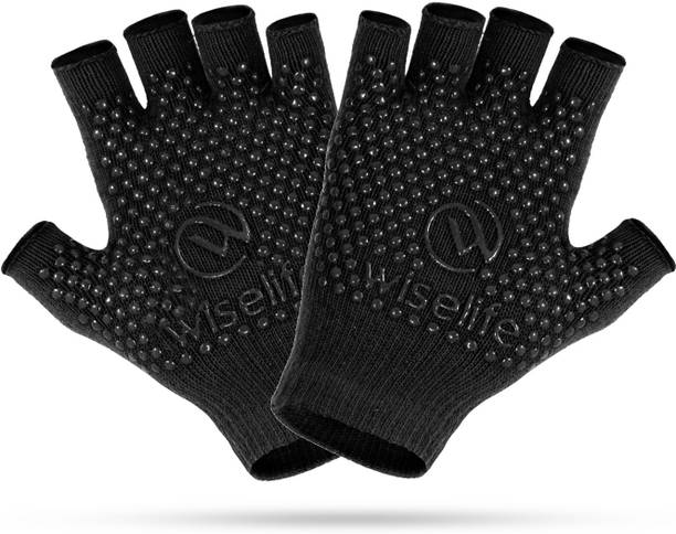 Wiselife Non-Slip Palm Silicone with wrist support Gym & Fitness Gym Gloves Gym & Fitness Gloves