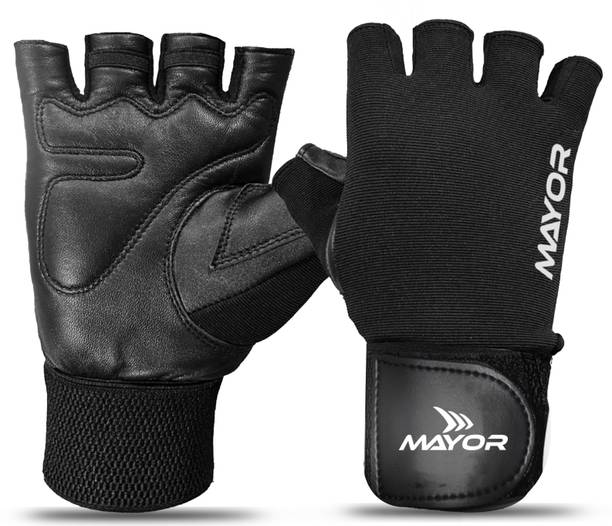 मेयर Force Genuine Leather Gym Gloves With Wrist Support (Free Size) जिम और फिटनेस दस्ताने