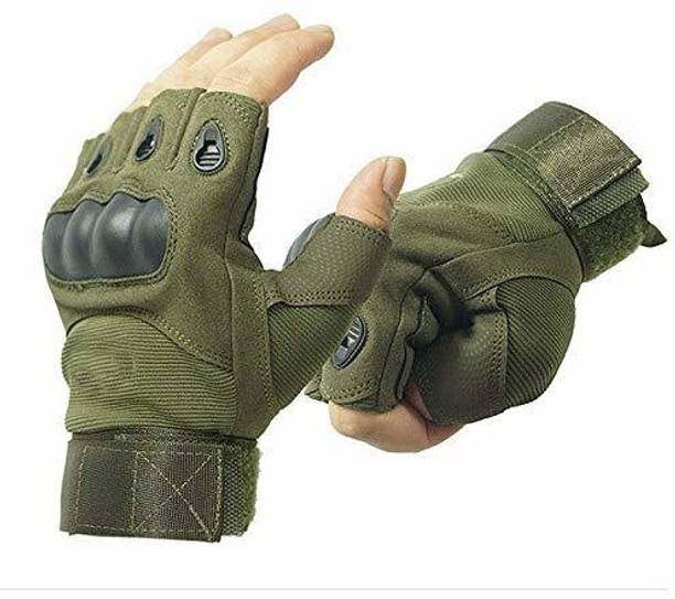 GymWar Tactical Gloves Rubber Hard Knuckle Gloves Half Finger Outdoor Gloves Gym & Fitness Gloves