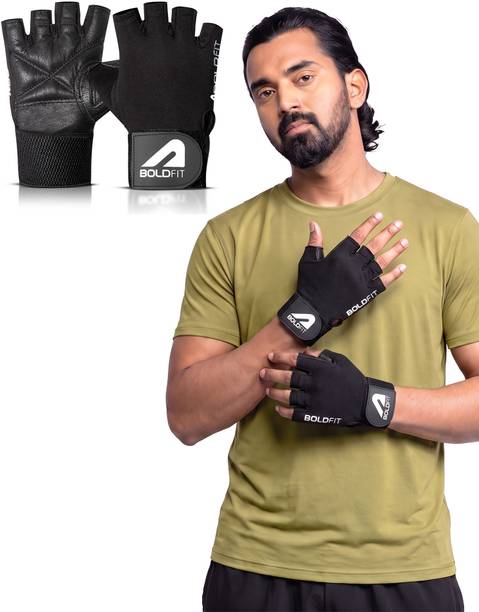 BOLDFIT Titan Geniune Leather Hand Gym Glove for men Gym & Fitness Gloves