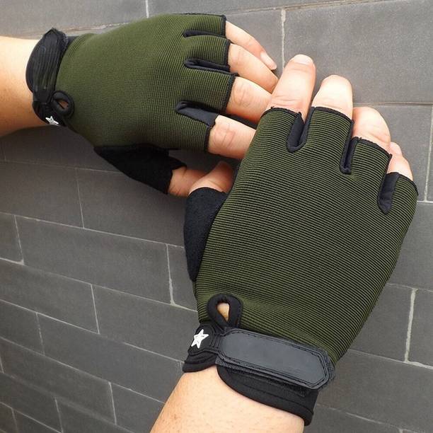 Shopfleet Bike Gloves Half Finger Fitness Sport Gloves Cycling Gloves (Green) Gym & Fitness Gloves