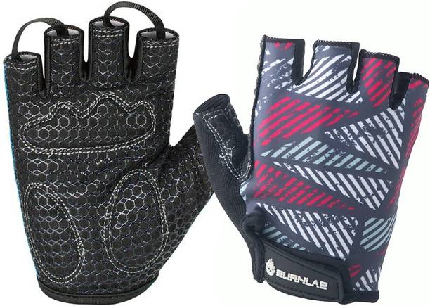 BURNLAB Flex Gym Gloves Pro (White & Pink Large) Gym & Fitness Gloves