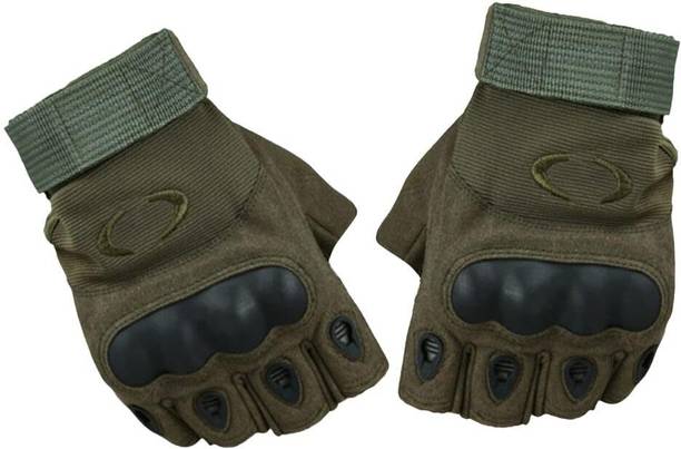 Rhtdm Hand Gloves Driving Gloves HALF ARMY GREEN L Size_1 Riding Gloves