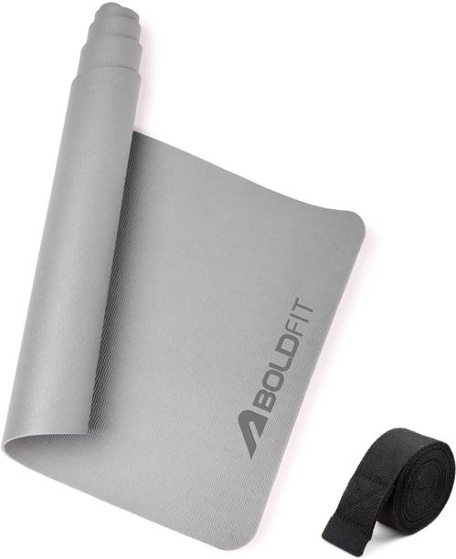 BOLDFIT Yoga Mat for Men & Women Durable Gym Mat for Floor Use & Sports Grey 5 mm Yoga Mat