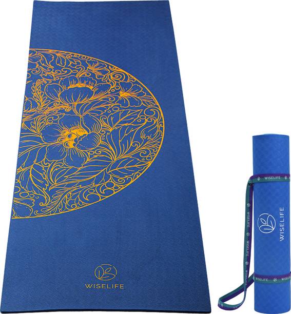 Wiselife Printed Navy Blue TPE Blue 6 mm Yoga Mat