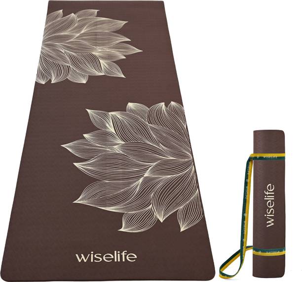 Wiselife TPE Printed 6MM Yoga Mat+Yoga Strap For Men,Women & Kids 6 mm Yoga Mat