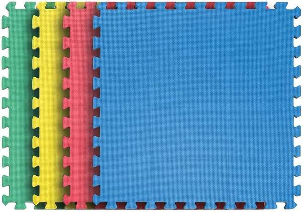 Fitdex Fitness Puzzle Mat, Gym Floor Mat, EVA Foam Interlocking 24"x24" 4Pc 16 SqFt Multicolor 12 mm Exercise & Gym Mat