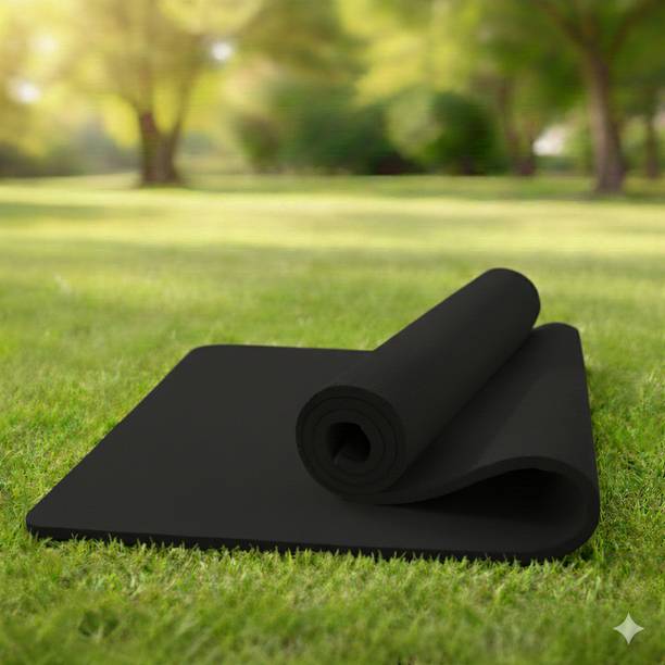 CRSMAT 4mm EVA Yoga Mat with Carry Strap, Anti Skid, Home, Gym Workout, for Men & Women Black 4 mm Yoga Mat
