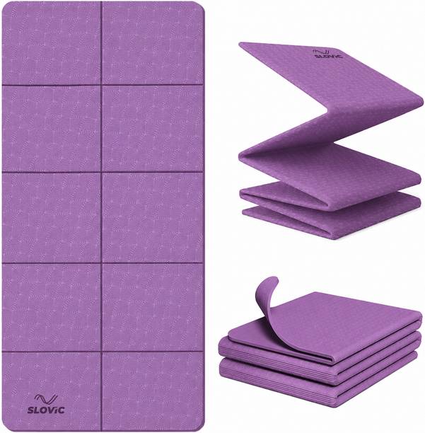 SLOVIC Non-Slip Foldable Yoga Mat-Perfect Grip for All Levels Thickness 6mm | Purple Purple 6 mm Yoga Mat