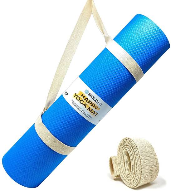 BOLDFIT Yoga mat for Women and Men with Cover Bag EVA Material 6mm Extra Thickness Blue 6 mm Yoga Mat