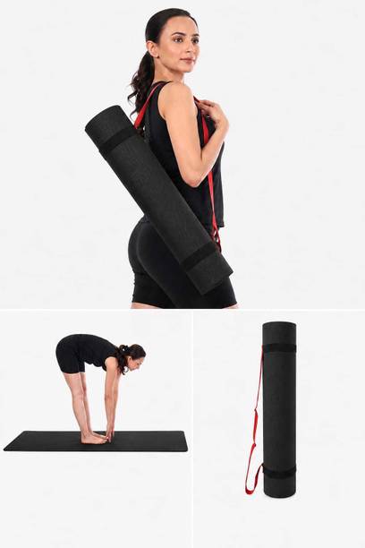 SWIFTLINKLLP Yoga Mat for Men Women Exercise Mat Anti Skid Workout Yoga Mat with Carry Strap Black 4MM mm Yoga Mat