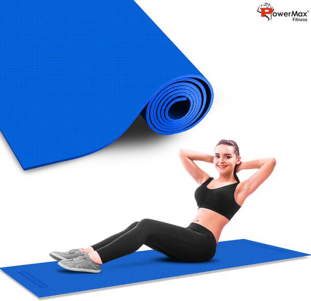 पावरमैक्स फिटनेस YE4-1.1-BL 4mm thick Premium Exercise BlueColour Yoga Mat,Ultra-Dense Cushioning 6 mm योगा मैट