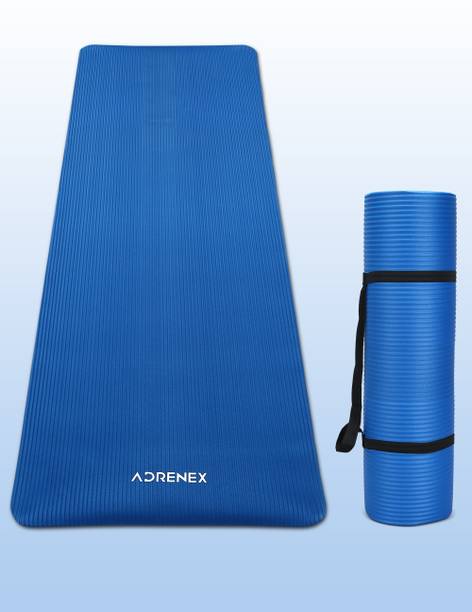 Adrenex by Flipkart Active NBR Exercise and Yoga Mat, Non Toxic Phthalate Free with Strap, Blue Blue 8 mm Yoga Mat