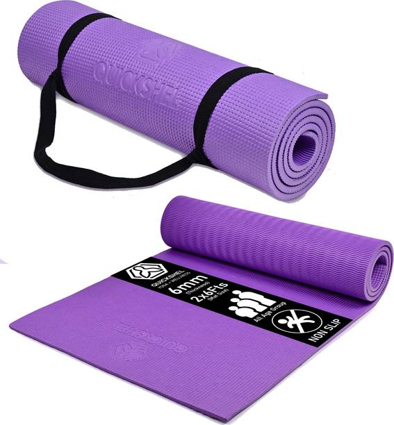 क्विक शेल YOGA MAT WITH STRAP 6MM- ANTI SLIP,REVERSIBLE,LIGHTWEIGHT- बैंगनी 6 mm योगा मैट