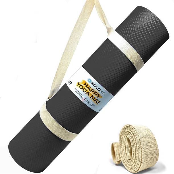 BOLDFITE Yoga Mat For Men Women & Kids Eva Exercise Mat For Gym With Cover Strap Mattress 4 mm Yoga Mat