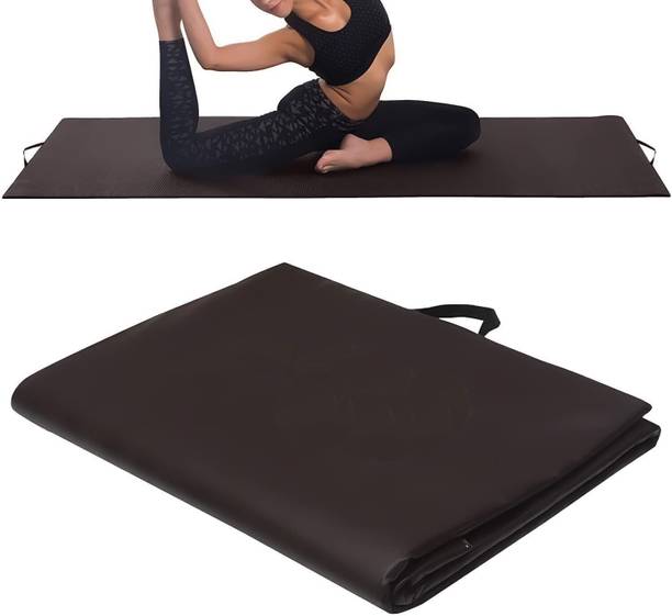 Rainox PU Leather Exercise Yoga Mat Foldable Travelling Yoga Mat with Carrying Strap Brown 10 mm Yoga Mat