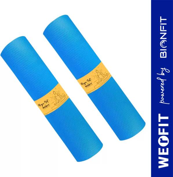 WErFIT Premium EVA Yoga Mat Pack of 2, Anti Skid, Home & Gym workout for Men & Women Blue 4 mm Yoga Mat