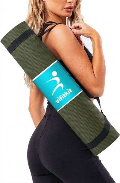 VIFITKITE By Yogarise Anti-Skid Exercise Mat with Carry Bag for Home Gym, Outdoor Workout Green 6 mm Yoga Mat