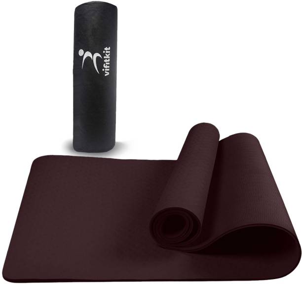 VIFITKIT Anti-Skid with Carry Bag for Home Gym & Outdoor Workout Maroon 6 mm Yoga Mat