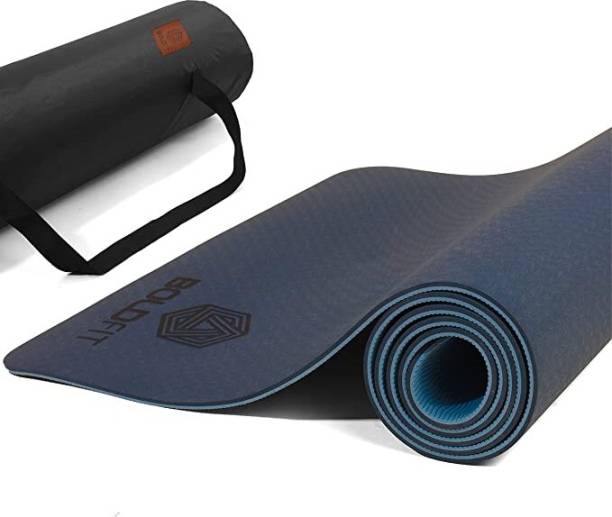 BOLDFIT ProGrip Yoga Mat for men and women,(6mm) Extra Thick Anti skid with carrying bag Blue 6 mm Yoga Mat