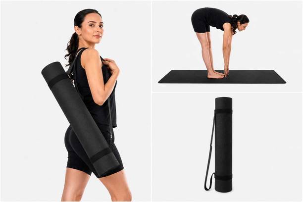 SWIFTLINKLLP Yoga Mat for Men Women Exercise Mat Anti Skid Workout Yoga Mat with Carry Strap Black 4MM mm Yoga Mat