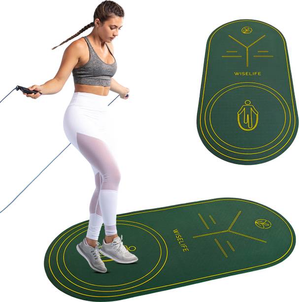 Wiselife Jump Rope Exercise Mat For Men, Women & Kids| Non Slip with Dual Grip Sports- Green 8 mm Yoga Mat