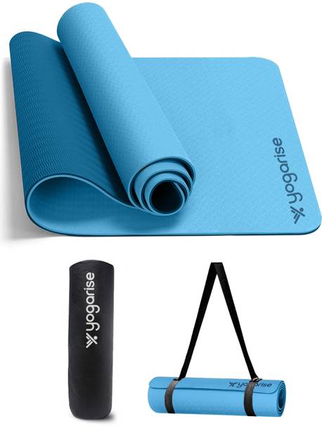 Yogarise Anti-Slip Yoga Mat with Carry Bag & Strap for Women and Men, Premium TPE Mat Blue 6 mm Yoga Mat
