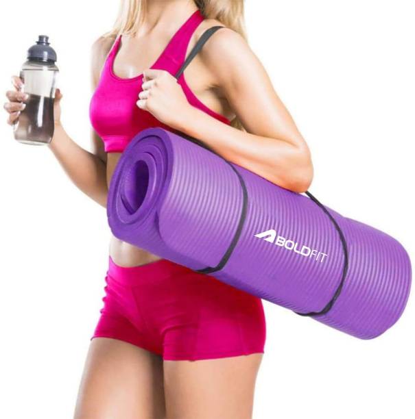 BOLDFIT NBR Yoga Mat For Women & Men-10mm Thick Non Slip Exercise mat For Home-Gym Workout Purple 10 mm Yoga Mat