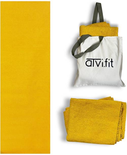 AtviFit Atvi.fit Pure cotton anti-skid, machine wash yoga mat.73in x 24in, 5mm(Yellow) Yellow 5 mm Yoga Mat