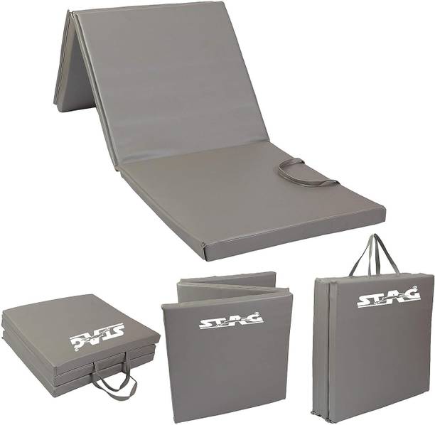 Stag iconic High Density Foam Foldable Tumbling / Fitness Mat| Size - 180 CM X 60 CM X 30 MM Grey 30 mm Exercise & Gym Mat