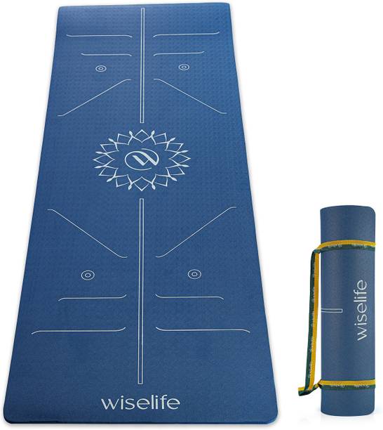 Wiselife TRUE Body Lotus Alignment Yoga Mat + Sleek Yoga Strap for Men & Women 10 mm Yoga Mat