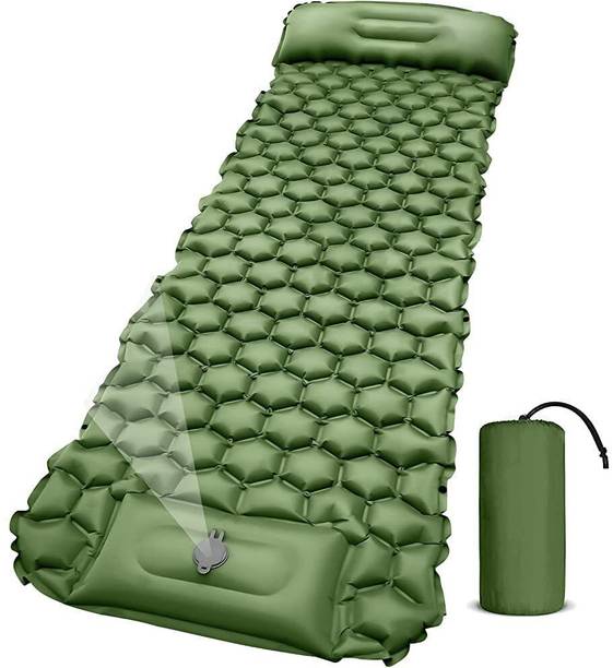 SERPLEX Portable Air Mattress with Pillow and Built in Foot Pump for Camping and Travel 3.9 mm Camping Mat