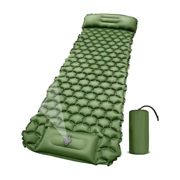 SERPLEX Portable Air Mattress with Pillow and Built in Foot Pump for Camping and Travel 3.9 mm Camping Mat