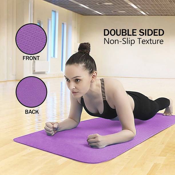 CRSMAT 4mm EVA Yoga Mat with Carry Strap, Anti Skid, Home, Gym Workout, for Men & Women Purple 4 mm Yoga Mat