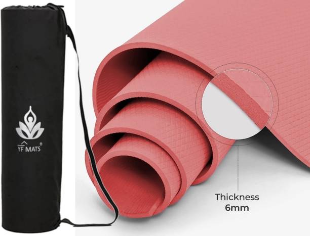 YFMATS 6MM(RED) - Best Quality and Anti slip Eva Eco Friendly Yoga Mat With free Bag Red 6 mm Yoga Mat