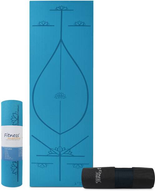 Fitness Mantra Premium TPE Body Alignment Lines Yoga Mat with Cover Bag| Teal| 6 mm Yoga Mat