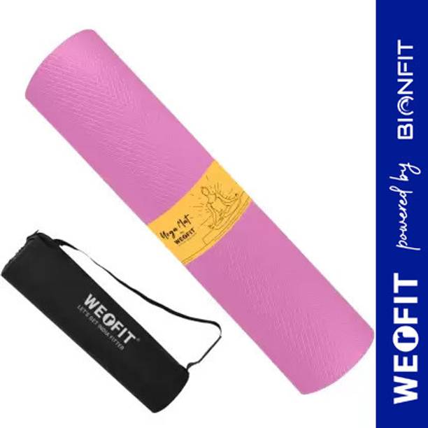 WErFIT 4mm Premium EVA Yoga Mat with Carrying Bag, Anti Skid, Home, Gym Workout, Women Pink 4 mm Yoga Mat