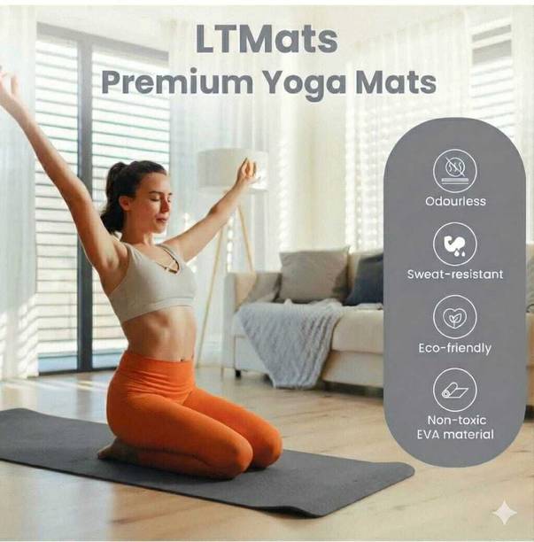 laxmi traders 4mm Premium EVA Yoga Mat grey Anti Skid, Home Exercise Grey 4 mm Yoga Mat