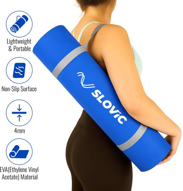 SLOVIC Extra Thic Yoga Mat for Yoga & Exercise | Blue 4 mm Yoga Mat