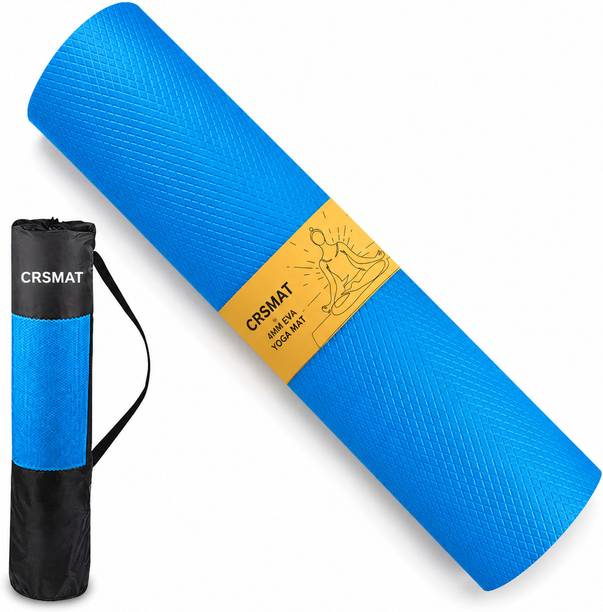 CRSMAT Yoga Mat with Carry Bag for Men | Anti-Skid EVA Exercise Fitness Mat for Home Blue 4.5 mm Yoga Mat