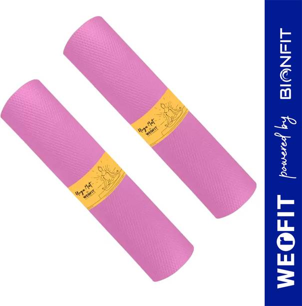 WErFIT Luxurious EVA Yoga Mat Pack of 2, Anti Skid, Home & Gym workout for Men, Women Pink 6 mm Yoga Mat