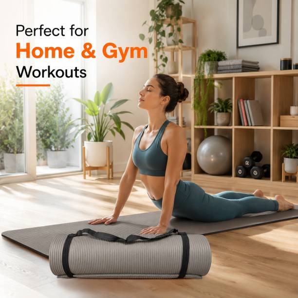 The Shilp Collective Yoga & Exercise Mat | Anti-Slip Fitness Mat with Carry Strap for Men & Women Grey 10 mm Yoga Mat