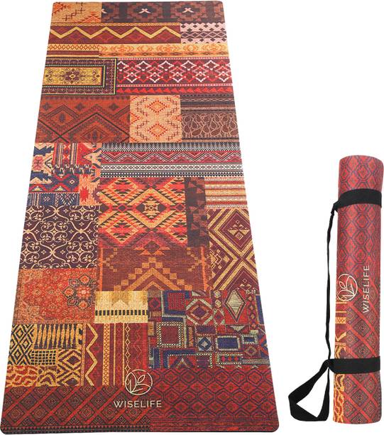 Wiselife Suede & Natural Rubber Yoga Mat + Carry Strap , Anti Slip Workout | Marrakesh 5 mm Yoga Mat