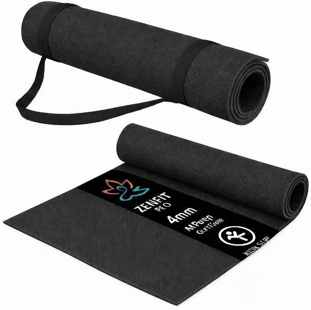 Zenfit Pro Yoga Mat For Men Women 4mm Exercise Mat Anti Skid Black 4 mm Yoga Mat