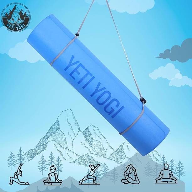 YETI YOGI Eva Yoga Mat for Exercise, Anti-Slip Workout Mat, Durable & Comfortable 02 Blue 8 mm Yoga Mat