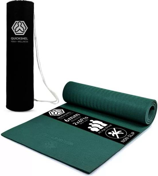 Quick Shel EVA + TPE Anti Slip Home Gym Exercise Workout Fitness for Men Women with Bag Green 6 mm Yoga Mat