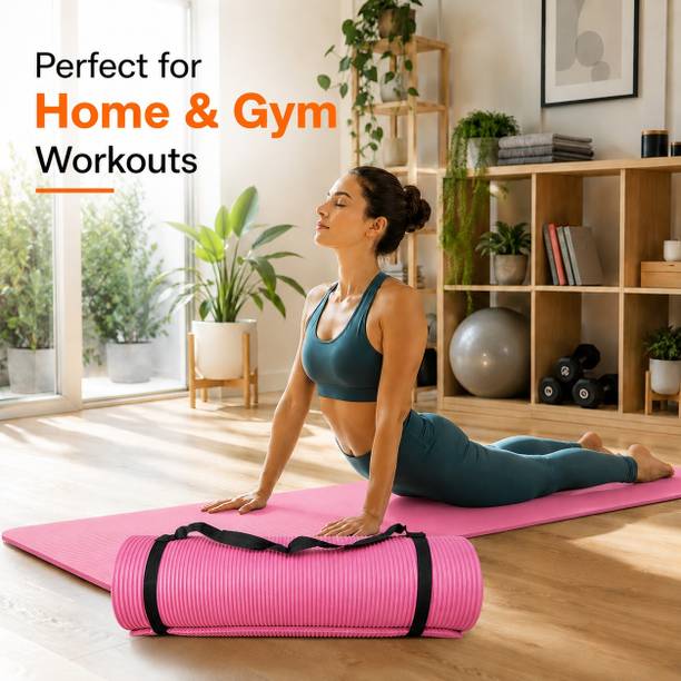 The Shilp Collective Yoga & Exercise Mat | Anti-Slip Fitness Mat with Carry Strap for Men and Women Pink 8 mm Yoga Mat