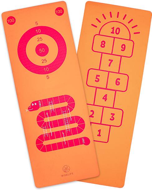 Wiselife Play Kids Printed Exercise Mat & Carry Strap | Hopscotch, Snake & Ladder Games - 6 mm Yoga Mat