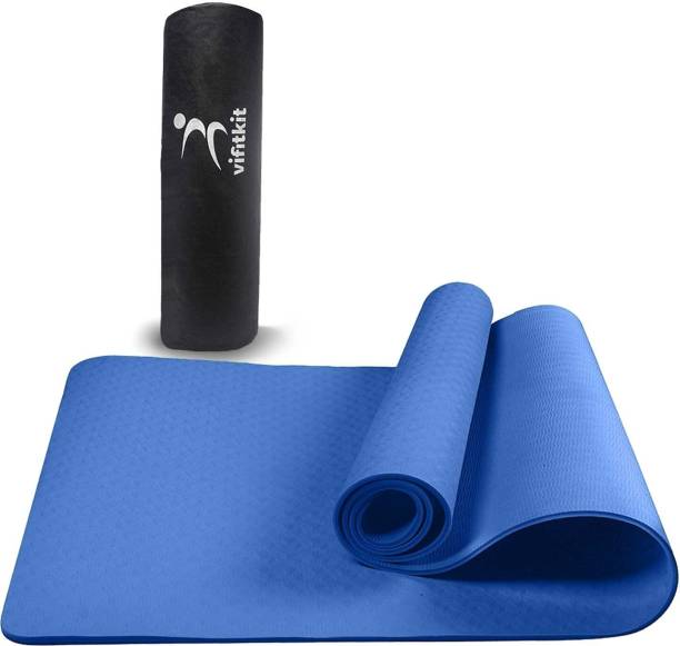 VIFITKIT Yoga Mat with Free Bag Anti Skid Yoga mat for Gym Workout and Flooring Exercise Blue 6 mm Yoga Mat